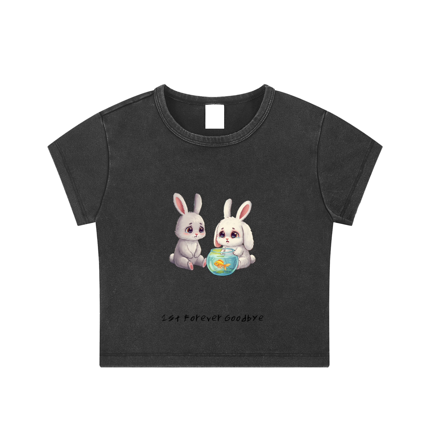 Animal Character "1st Forever Goodbye" Pink Snow Washed Crop Top