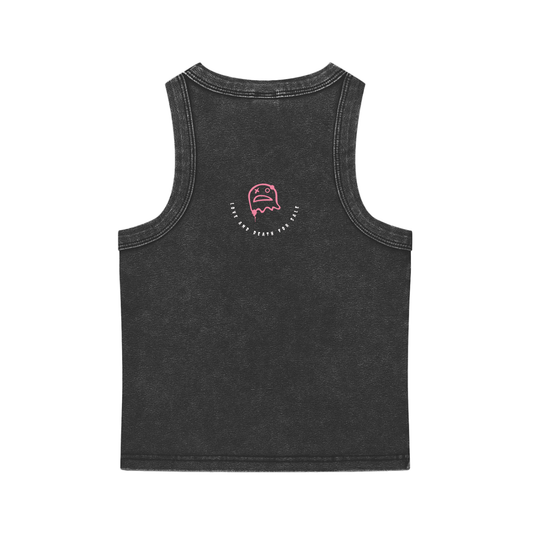 Gothic Kawaii Animal Character Black Tank Top "Only Farms" collection 2025