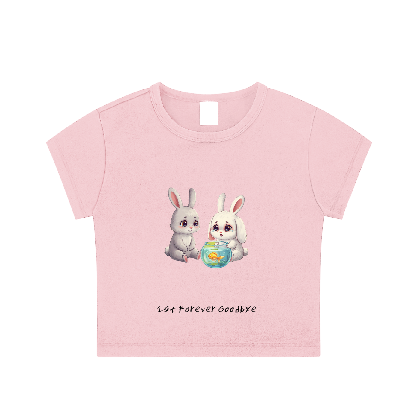 Animal Character "1st Forever Goodbye" Pink Snow Washed Crop Top
